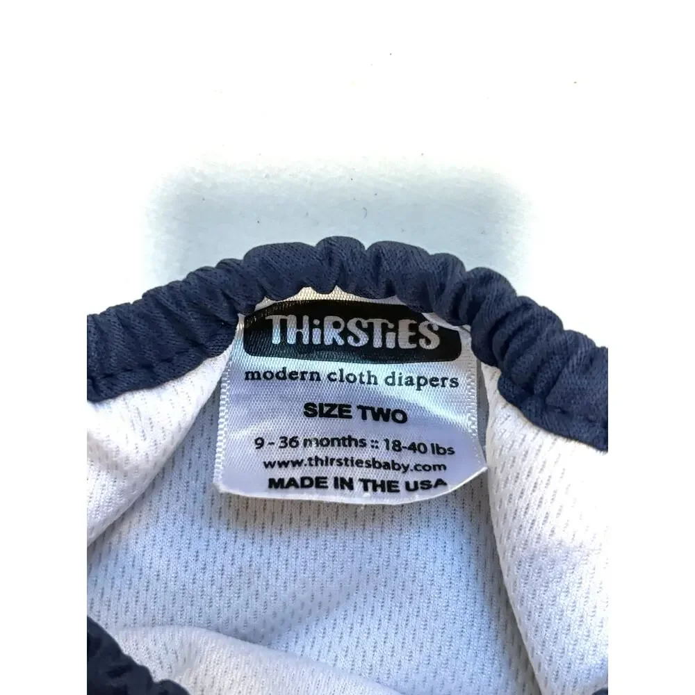 THIRSTIES Size 2 Cloth Diaper Covers 9-36 months 18-40 lbs Adjustable Ocean Sea